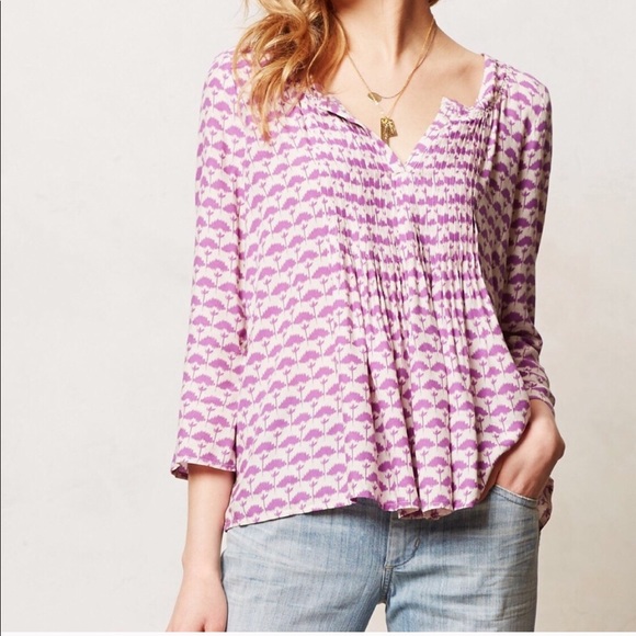 Anthropologie Tops - Anthropologie Vanessa Virginia Printed Peasant Top